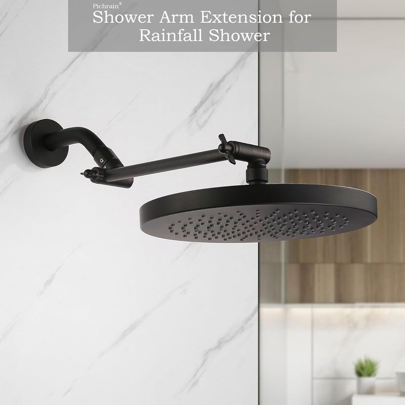 Pichrain Shower Head Arm, Adjustable Shower Extension Arm for Rain Showerheads, Angle & Height Adjustable Shower Head Extender Arm, G1/2 Universal Connector, Easy to Install (Oil Rubbed Bronze, 10 Inch) - Image 3